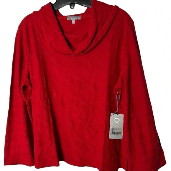 red oversized swing top,PTP 19” flare,cowl,boho,office,boho,cotton,HABITAT ,NWT - Picture 1 of 11